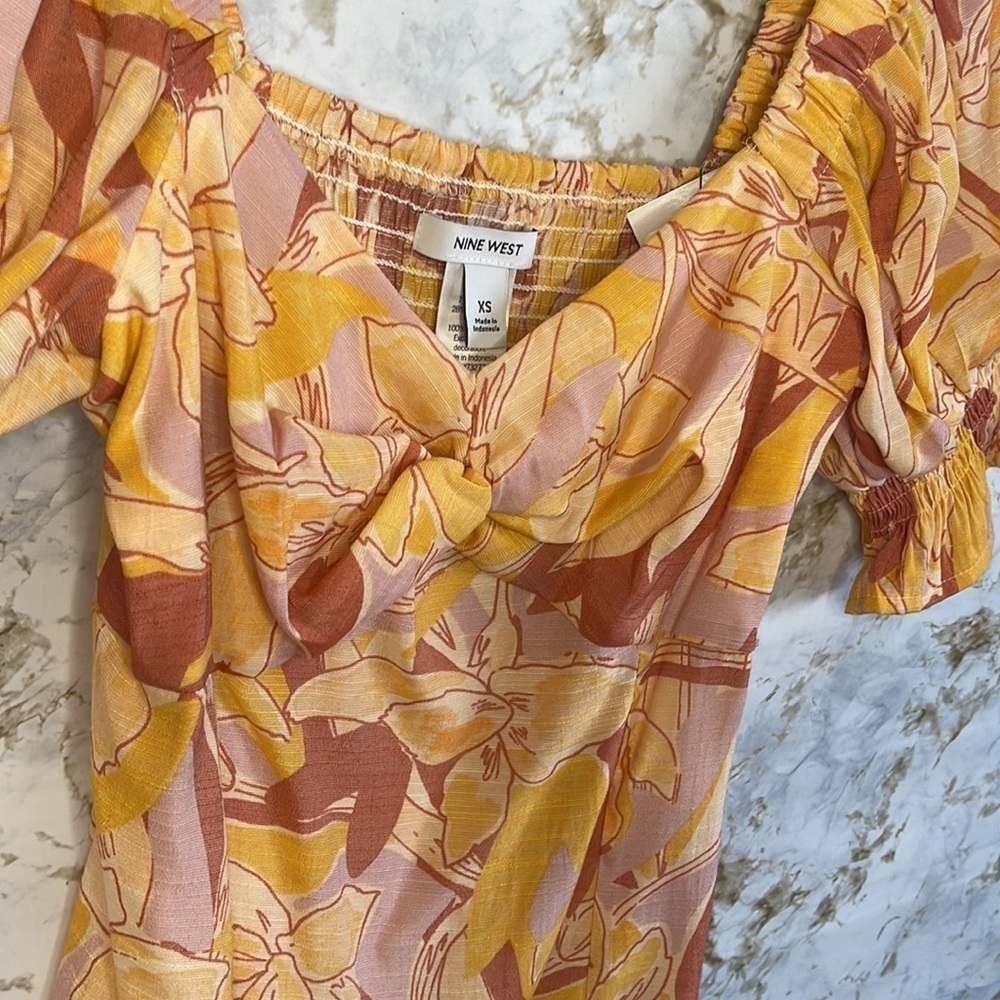 Nine West Floral Puff Sleeve Top l SIZE XS - Picture 5 of 12